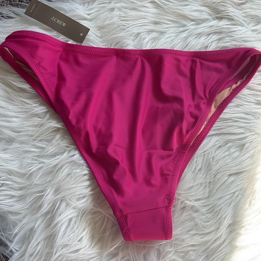 NWT J. Crew Heritage High Leg Fuchsia Bikini Swim Bottoms Only